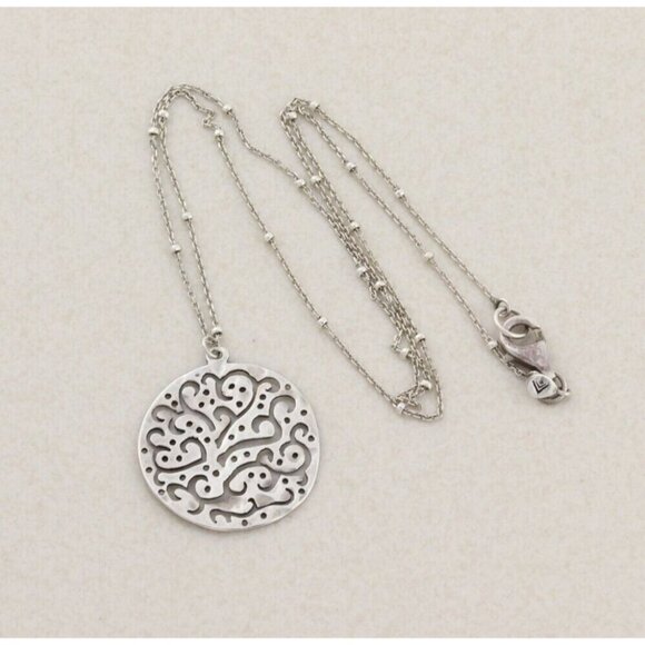 Sterling Silver Filigree Cut Above Circle Necklace 18" Chain  Silpada - Picture 8 of 8